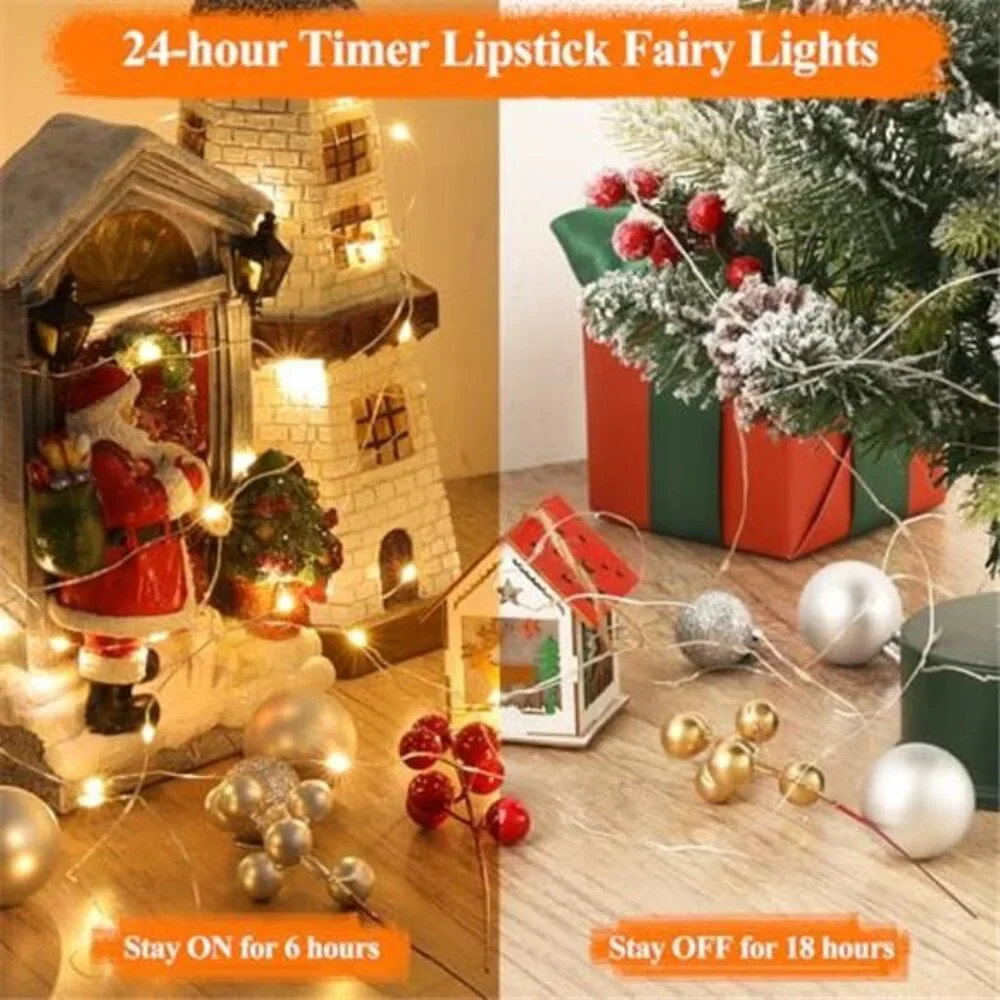Rechargeable LED Fairy Lights 16FT Warm White Twinkle String Lights Timer